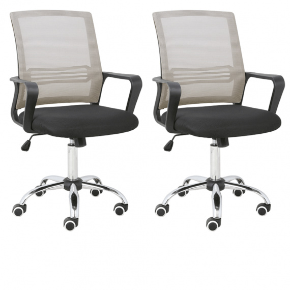 2 kusy, Kancelárska stolička, sieťovina sivohnedá TAUPE/látka čierna, APOLO