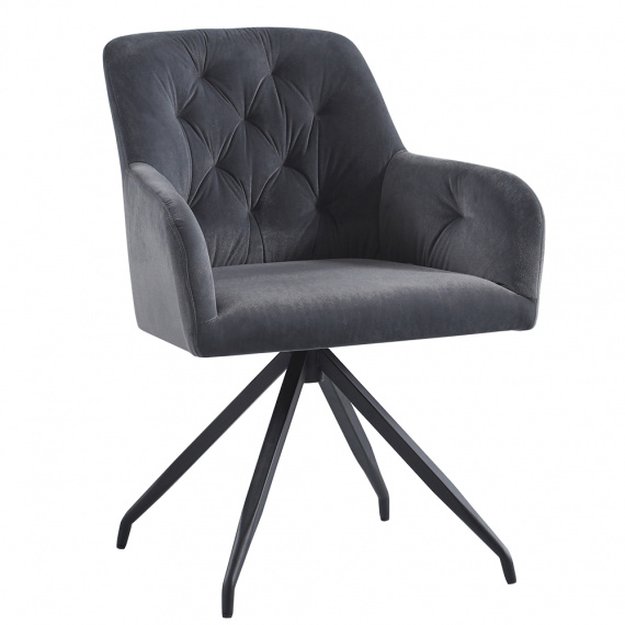 Otočná židle, tmavě šedá Velvet látka/černá, VELEZA