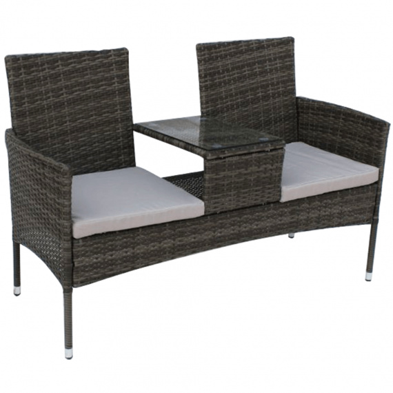 2-sed se stolkem s polštáři, šedá, LALIT