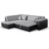 Sedací souprava, ekokůže černá/látka světle šedá, levá, LEMIX