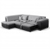Sedací souprava, ekokůže černá/látka světle šedá, levá, LEMIX