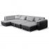 Sedací souprava ve tvaru U, ekokůže černá / látka světle šedá, levá, LEMIX U