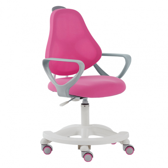 Rostoucí otočná židle, růžová / bílá / šedá, s područkami, MAHALA TYP 1