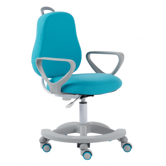 Rostoucí otočná židle, tyrkysová / šedá, s područkami, RAIMOND TYP 1