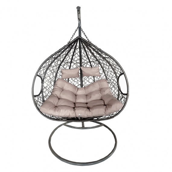 Závěsné dvojkřeslo, šedá / světle šedá, DALVEA NEW