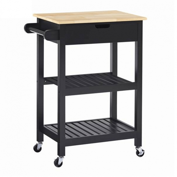 Servírovací vozík, přírodní / černá, ARETE