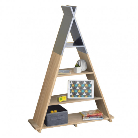 Dětský policový regál, šedá/přírodní, BARNIE