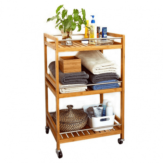 Servírovací vozík, přírodní bambus, NASHY