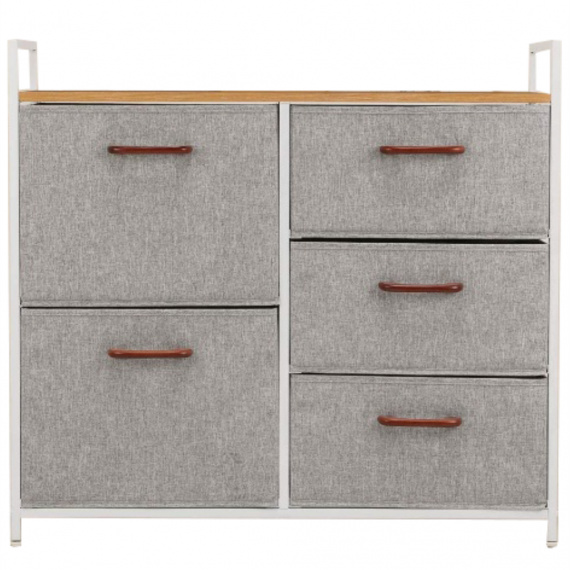 Komoda s látkovými šuplíky, červený javor/bílá/světle šedá, TESSA TYP 2