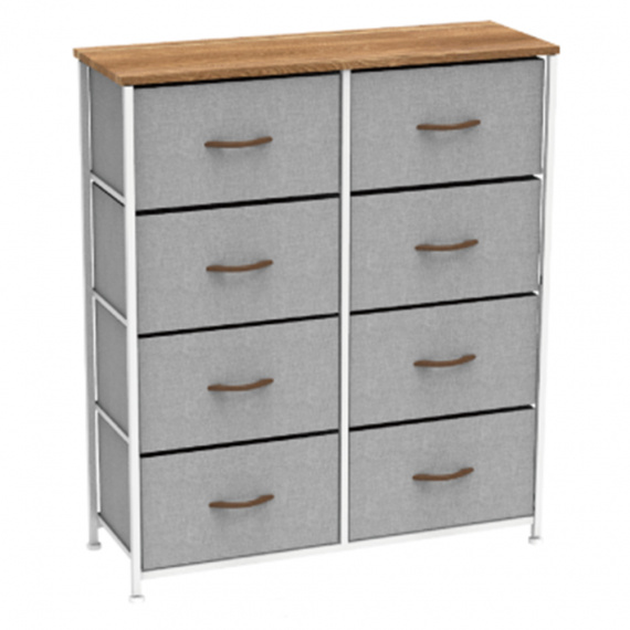 Komoda s látkovými šuplíky, červený javor/bílá/světle šedá, TESSA TYP 3