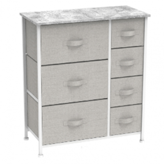 Komoda s látkovými šuplíky, šedá/bílá/světle šedá, ROSITA TYP 4