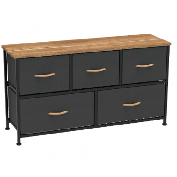 Komoda s látkovými šuplíky, černá/červený javor, KESIDY TYP 3