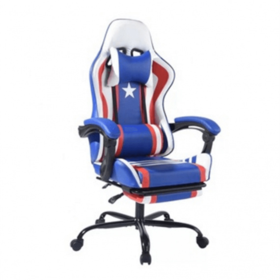 Kancelářské/herní křeslo, modrá/červená/bílá, CAPTAIN