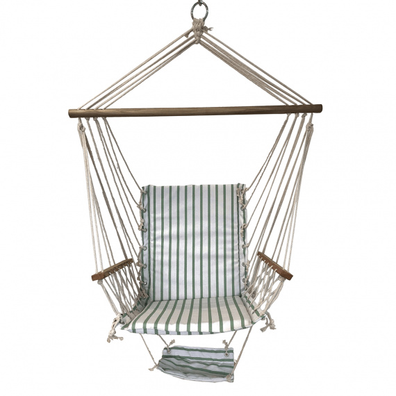Závěsné houpací křeslo, bílá/vzor pásek, JAMBI TYP 2