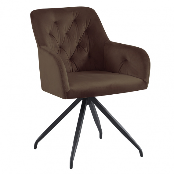 Otočná židle, hnědá Velvet látka/černá, VELEZA