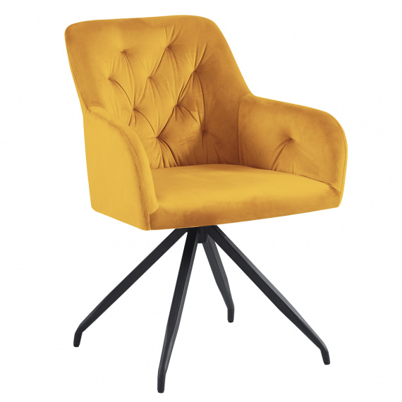 Otočná židle, hořčicová Velvet látka/černá, VELEZA