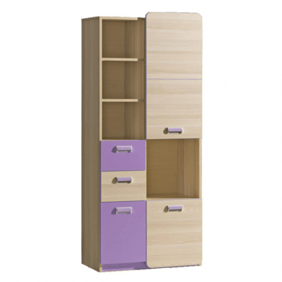 Skříň, kombinovaná, jasan/fialová, EGO L7