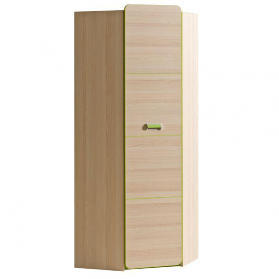 Rohová skříň, věšáková, jasan / zelená, EGO L14