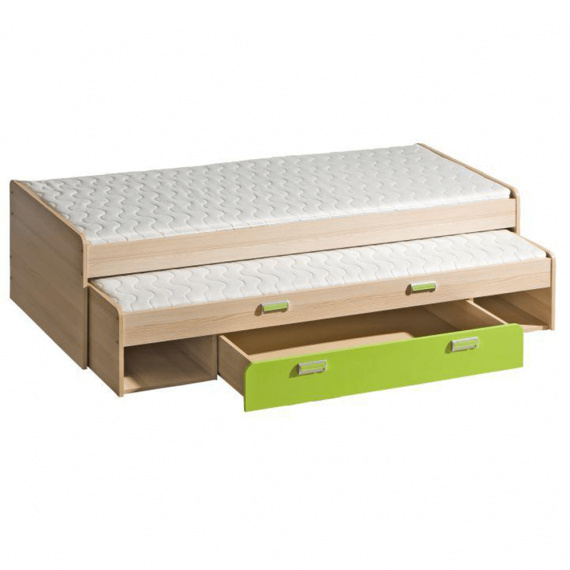 Postel s přistýlkou, jasan / zelená, 200x80, EGO L16