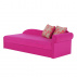 Rozkládací pohovka, růžová / vzorované polštáře, pravá, AGA D