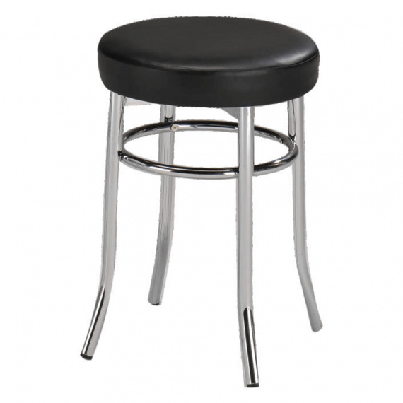 Taburet, ekokůže černá/kov chrom, IRENA