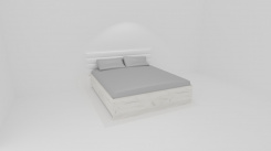 Dvoulůžko MIA s lamelovými rošty-koženkové čelo BÍLÉ - jen osobní odběr