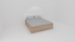 Dvoulůžko MIA s lamelovými rošty-koženkové čelo BÍLÉ - jen osobní odběr