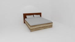 Dvoulůžko MIA s lamelovými rošty-koženkové čelo HNĚDÉ - jen osobní odběr