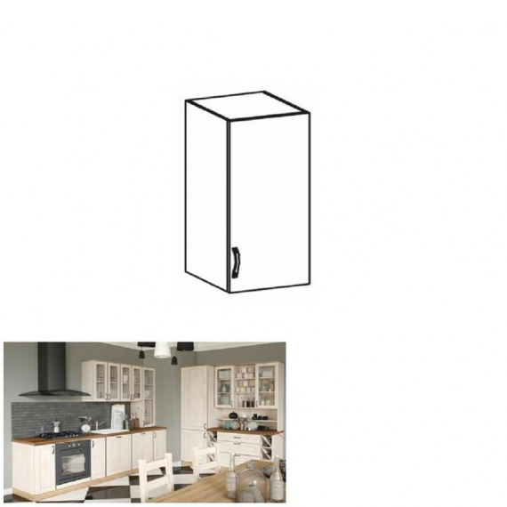 Horní skříňka, bílá / sosna skandinávská, pravá, ROYAL G40