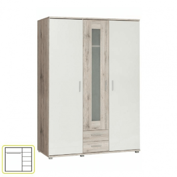 Věšáková skříň s policemi, dub pískový / bílá, VALERIA 93