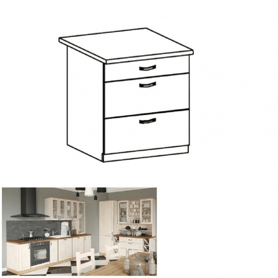 Spodní šuplíková skříňka, bílá/sosna skandinávská, ROYAL D80S3