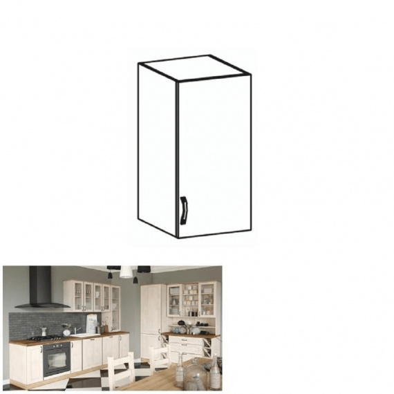 Horní skříňka, bílá / sosna skandinávská, pravá, ROYAL G30